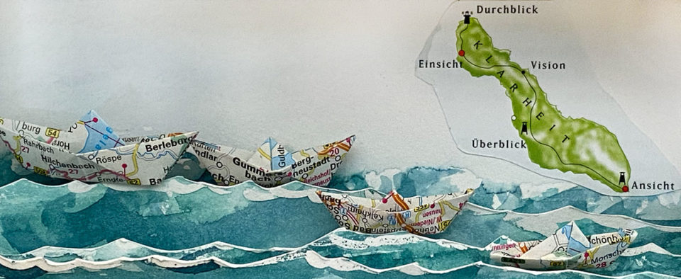 Papierschiffchen auf dem Wag nach Klarheit Papierschiffchen auf dem Wag nach Klarheit